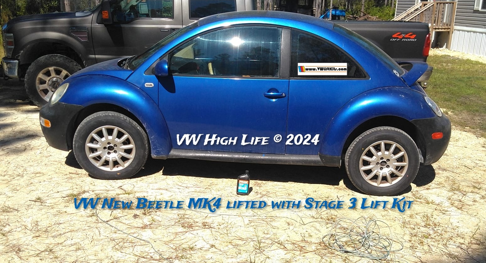 Danny lifted his MK4 Beetle with a Stage 3 Kit to mount 27-inch all-terrain tires!